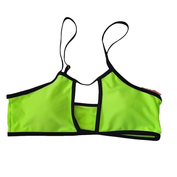 807 Lingerie Neon Green Fashion Bikini Black Trim Sz Med Fashion Swim Wear NWT - Picture 2 of 7